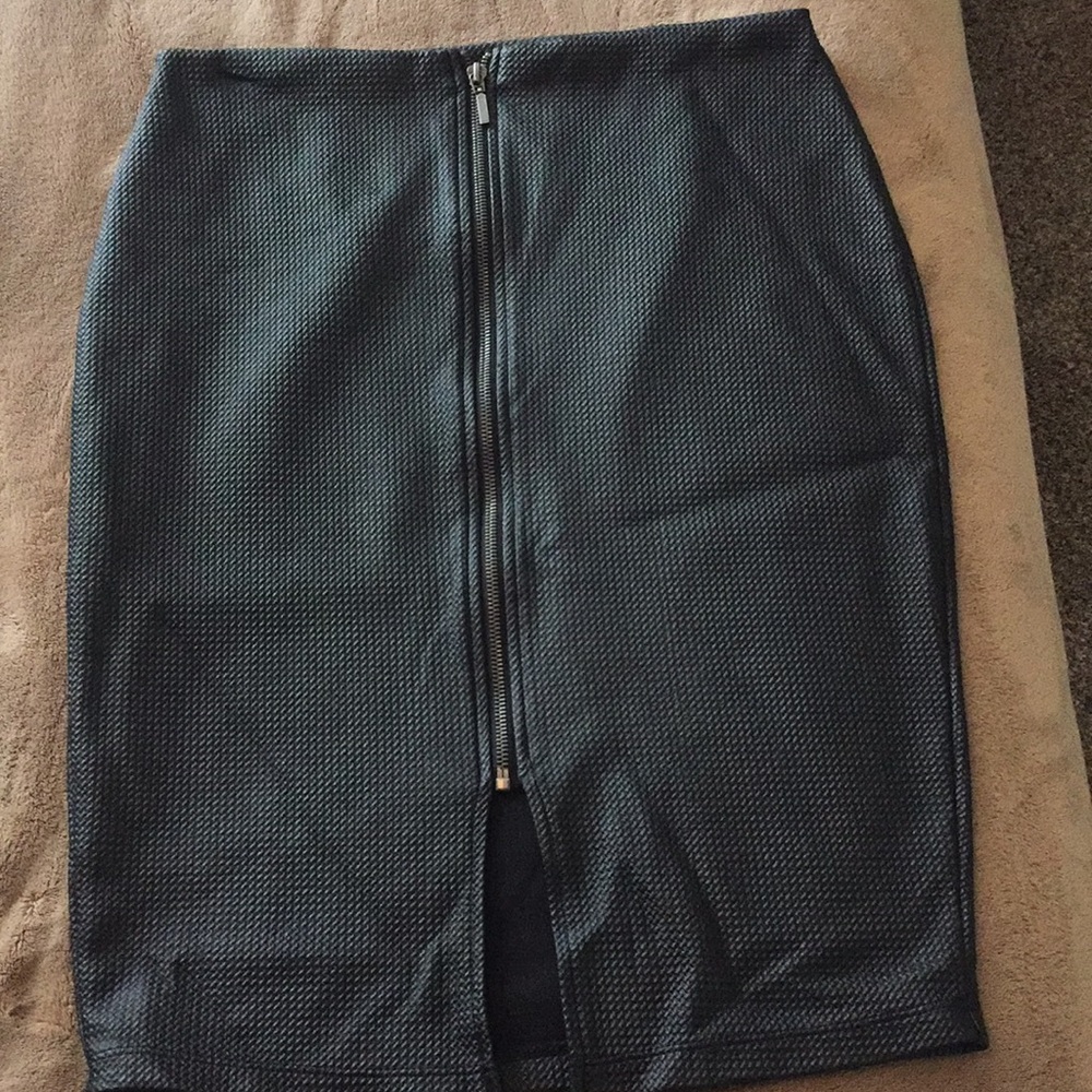 Black leather mini skirt